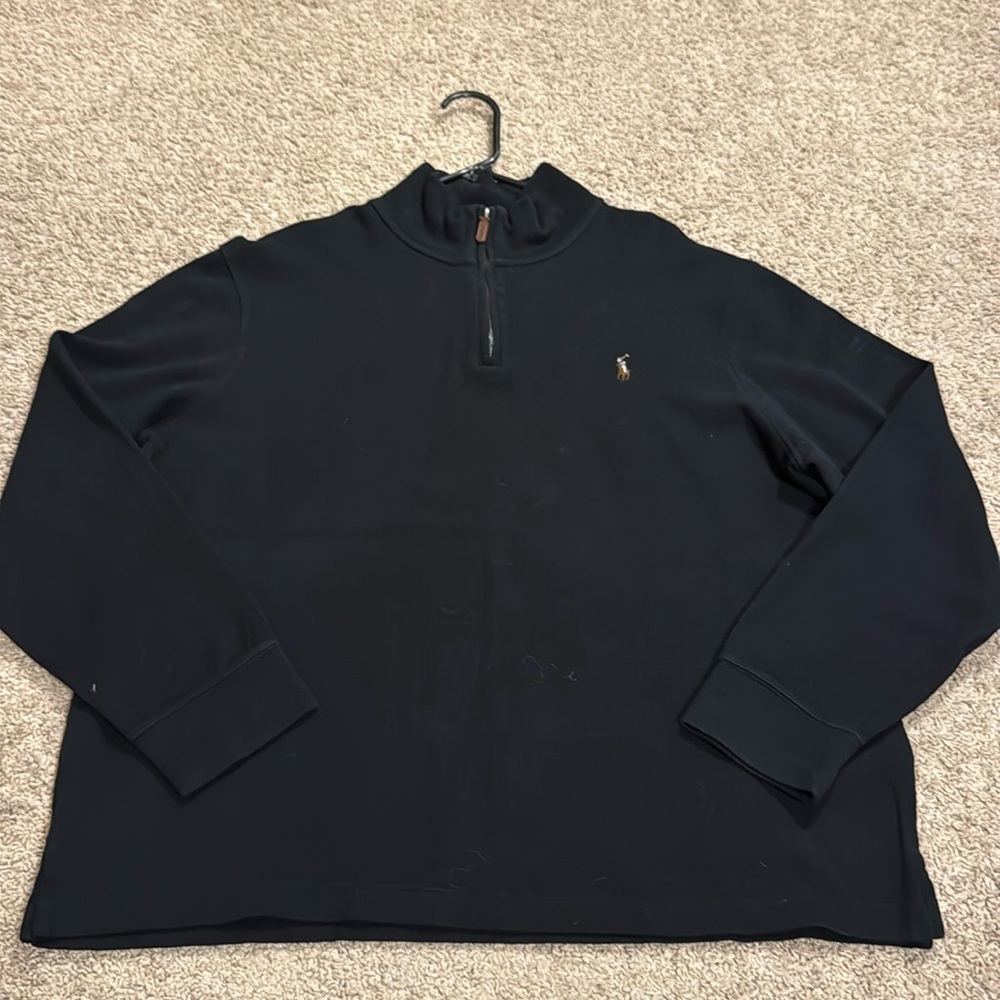 45. Ralph Lauren 1/4 zip Black sweater (XL)